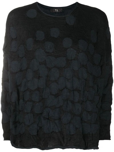 Y's Leaf-print Long Sleeve Jumper In Schwarz