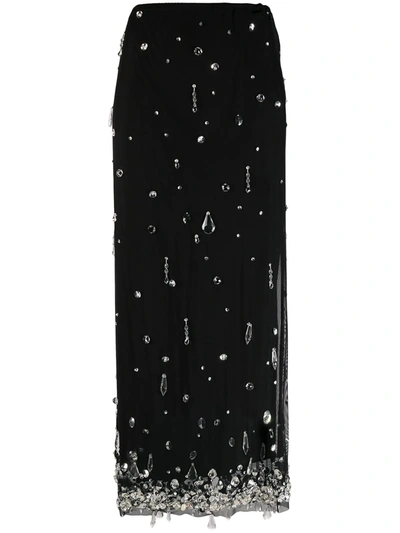 Miu Miu Crystal-embellished Skirt In Black