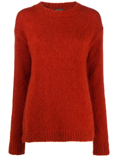 Ann Demeulemeester Textured Knit Jumper In Red