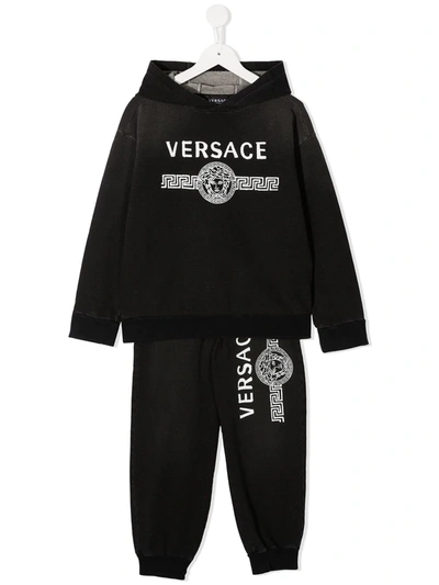 Young Versace Kids' Medusa Print Tracksuit Set In Black