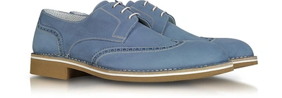 A.testoni Shoes Light Blue Calf Leather Derby Shoe