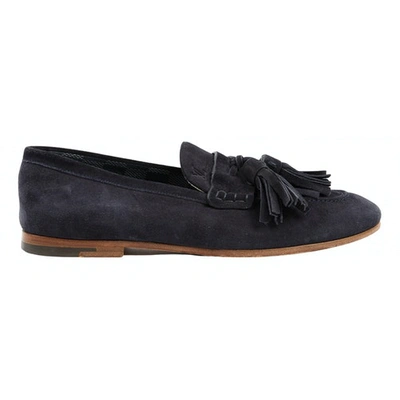 Pre-owned Louis Vuitton Navy Suede Flats
