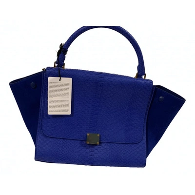 Pre-owned Celine Trapèze Blue Python Handbag