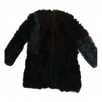 Pre-owned Karl Lagerfeld Burgundy Faux Fur Coat