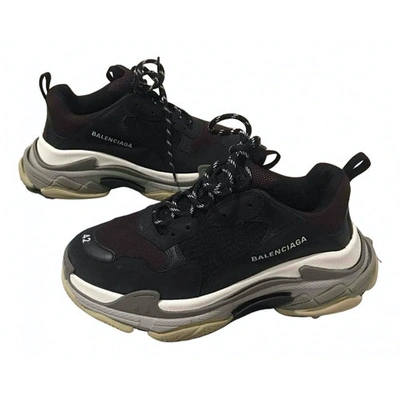 Pre-owned Balenciaga Triple S Black Cloth Trainers