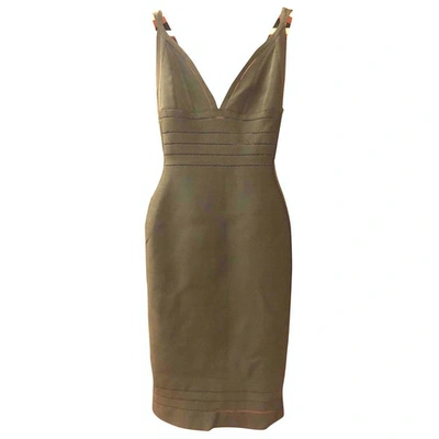 Pre-owned Herve Leger Mid-length Dress In Green