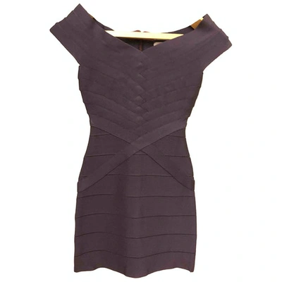 Pre-owned Herve Leger Mini Dress In Purple