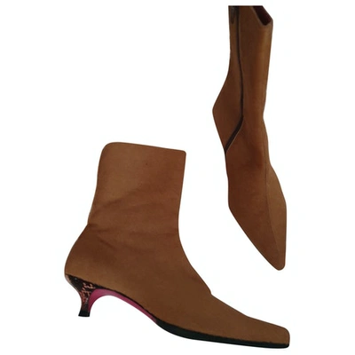 Pre-owned Emanuel Ungaro Camel Leather Boots