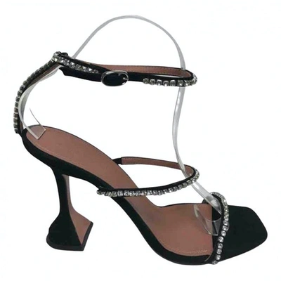 Pre-owned Amina Muaddi Gilda Black Leather Sandals