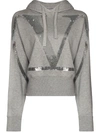 VALENTINO VLOGO CROPPED SEQUINNED HOODIE