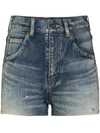 SAINT LAURENT DESTROYED-EFFECT DENIM SHORTS