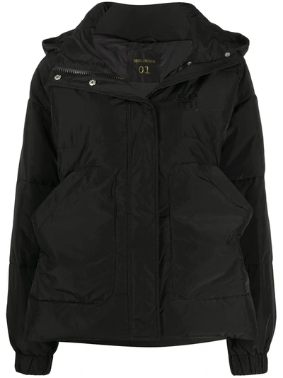 Semicouture Logo-print Puffer Jacket In Black
