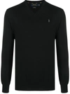 Polo Ralph Lauren Logo Embroidered Cotton Jumper In Black