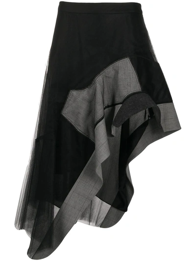 Monse Contrast Panel Skirt In Black