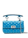 Valentino Garavani Mini Spike It Rockstud Neon Leather Shoulder Bag In Blue