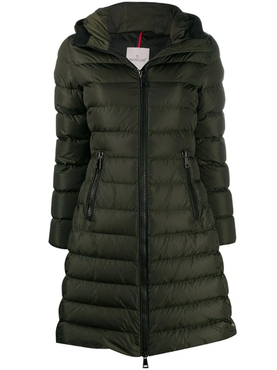 Moncler Feather Down Puffer Coat In Green
