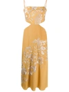 JOHANNA ORTIZ FLORAL-EMBROIDERED CUT-OUT MIDI DRESS