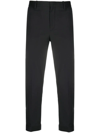 Neil Barrett Tapered Cropped Trousers In Black
