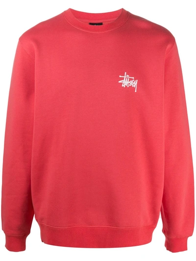 Stussy Logo Printed Sweatshirt In Pink