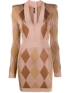 BALMAIN DIAMOND-PATTERN MINI DRESS