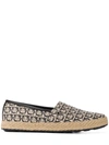 Ferragamo Espadrilles With All-over Gancini Print In Neutrals