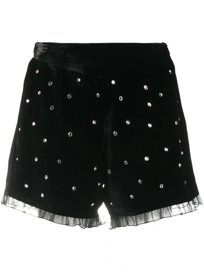Philosophy Di Lorenzo Serafini Crystal-embellished Velvet Shorts In Black