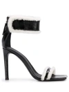 GIUSEPPE ZANOTTI VANILLA WINTER SHEARLING-TRIMMED SANDALS