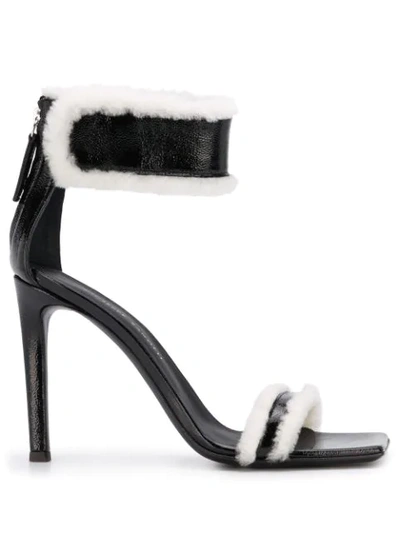 Giuseppe Zanotti Vanilla Winter Shearling-trimmed Sandals In Black