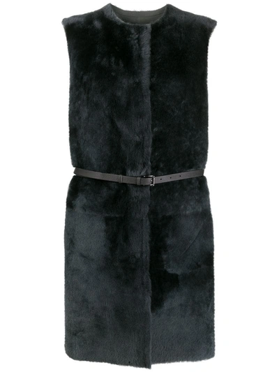 Desa 1972 Sleeveless Shearling Jacket In Grey