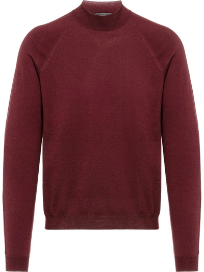 Prada Raglan-sleeve Wool Jumper In Red