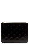 Comme Des Garçons Dots Large Embossed Leather Pouch In Black