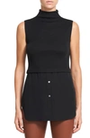 Theory Rib-knit Wool-blend Sleeveless Sweater Tank In Black