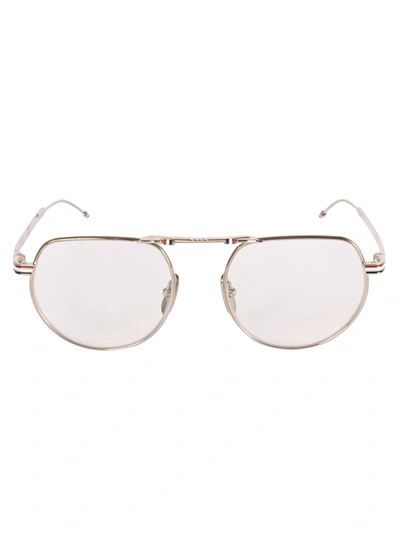 Thom Browne Metallic Frame Glasses In Silver