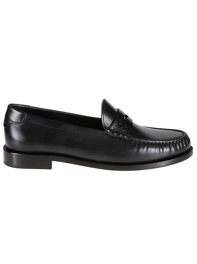 Saint Laurent Monogram Leather Loafers In Black