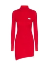 Gcds Asymmetric Fitted Mini Dress In Red
