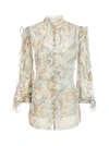 ZIMMERMANN LADYBEETLE FRILL FLORAL PRINT SILK SHIRT,11547846