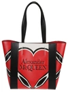 Alexander Mcqueen Engraved Logo Tote In Deep Ivory/black