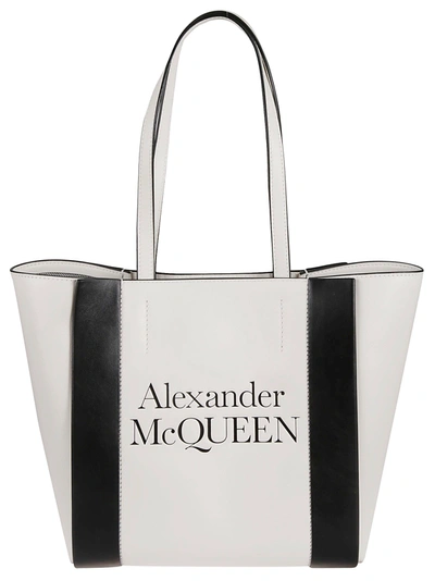 Alexander Mcqueen Signature Shopper Tote Bag In White,black