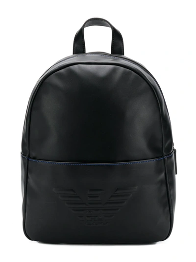 Emporio Armani Kids' Debossed Logo Backpack In Black