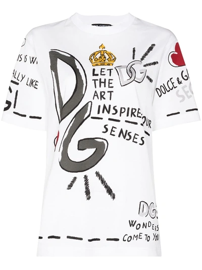 Dolce & Gabbana Graffiti-print T-shirt In Weiss