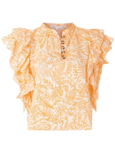 Nk Printed Ruffle Blouse In Orange