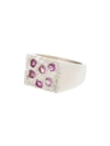 Bleue Burnham Rose Garden Recycled Sterling Silver Sapphire Signet Ring In Silver