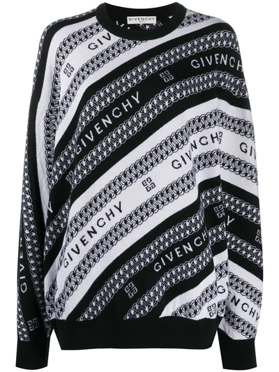 Givenchy Intarsia Knit Logo Jumper In Black