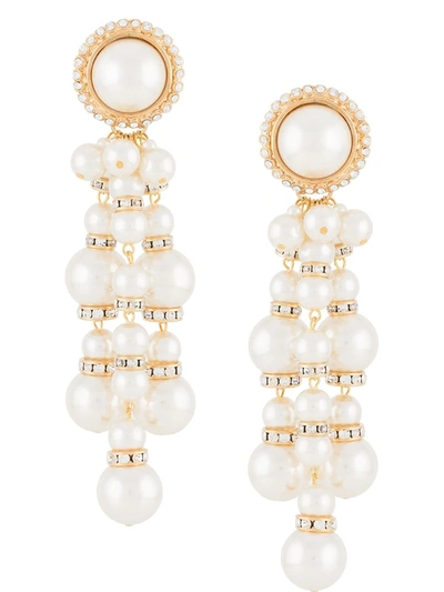 Alessandra Rich Faux Pearl-embellished Clip-on Earrings In Neutrals