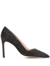 STUART WEITZMAN POINTED EMBOSSED LEATHER PUMPS