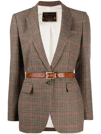 Dondup Checked Tailored Blazer In Brown