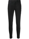 Dondup Perfect Stretch Cotton Black Slim Trousers In Black