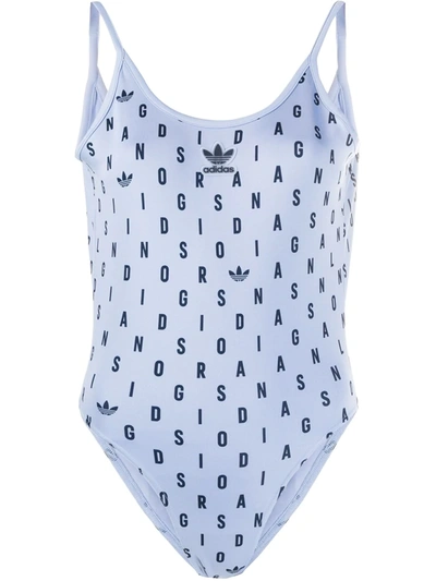 Adidas Originals All-over Logo Bodysuit In Blue