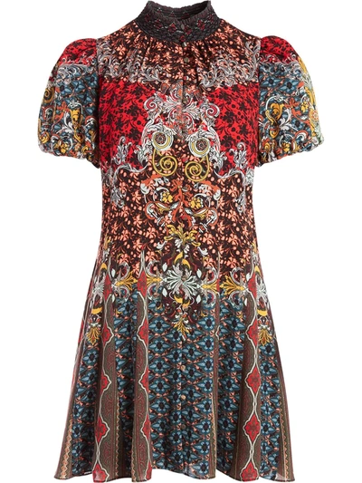 Alice And Olivia Alice + Olivia Janis Mixed Print Puff Sleeve Dress In Always Forever Multi
