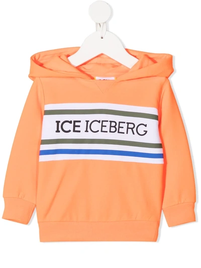 Iceberg Babies' Logo-print Hoodie In Orange